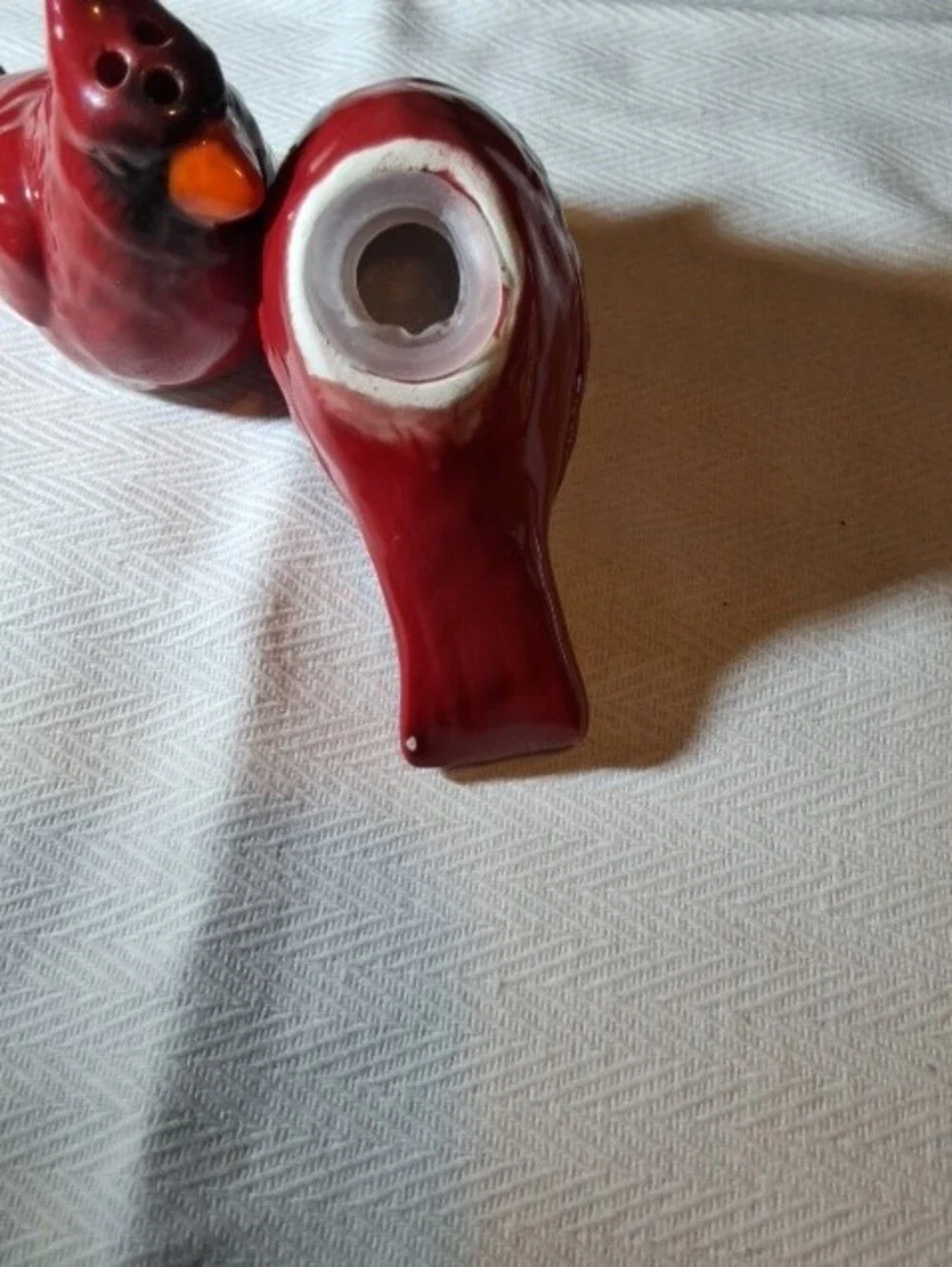 Red Ceramic Cardinal Salt and Pepper Shaker Set - Decorative Bird Tableware